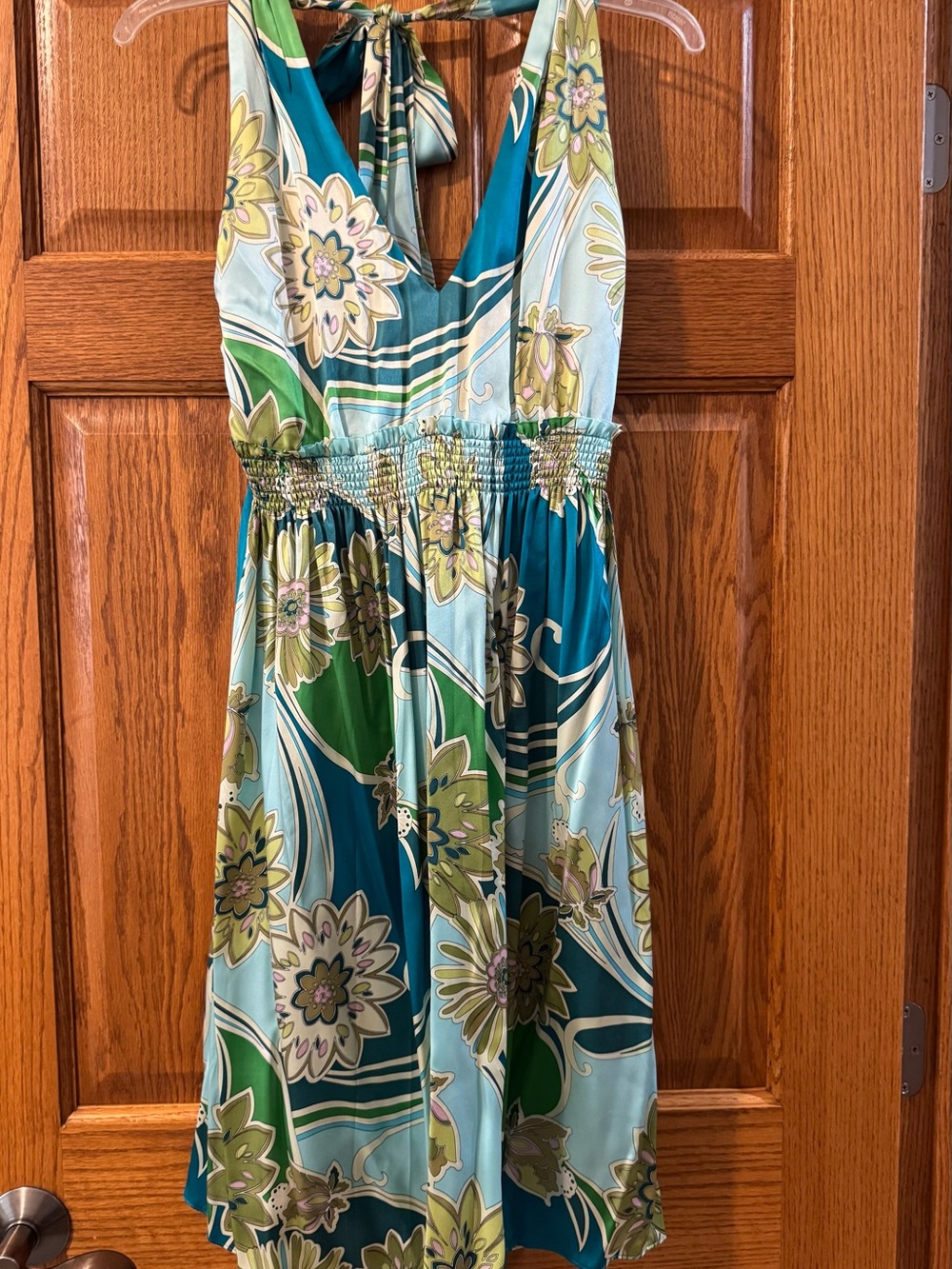 Steve Madden Teal and Green Floral Halter Dress